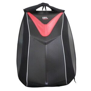 Kemimoto Motorcycle Backpack Hard Shell Aerodynamic Black Red